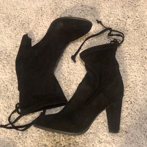 Black Suede Heeled Boots
